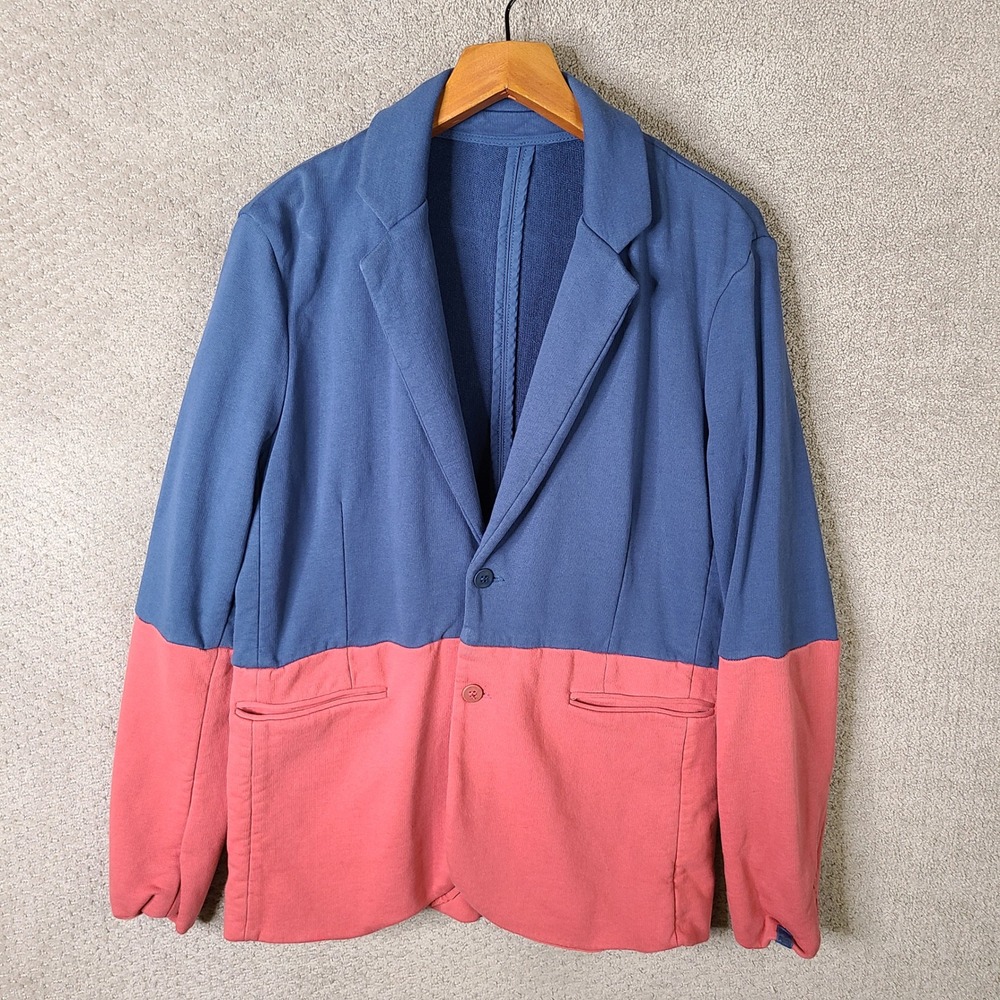 BWGH for Puma Jacket Mens XL Blue Pink Tie Dye Knit Blazer‎ Cotton Dark Denim
